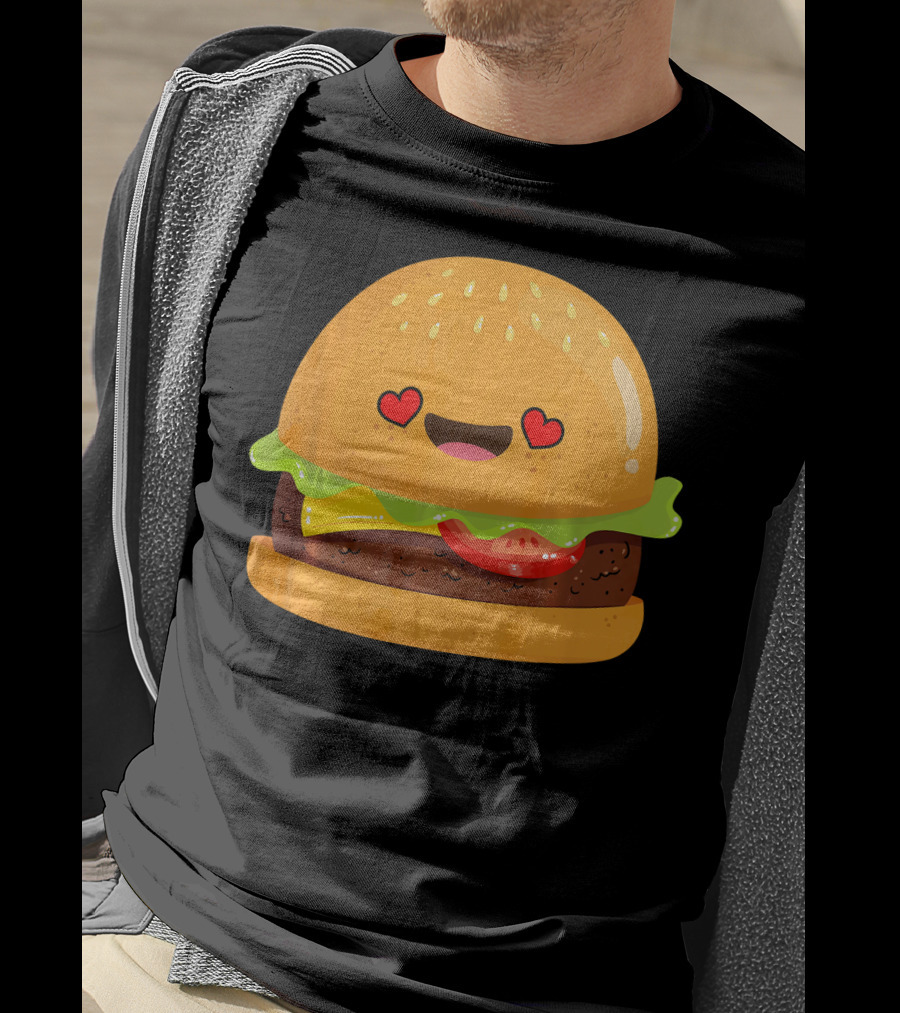Cheeseburger Love Heart Eyes Emoji Cheese T-Shirt