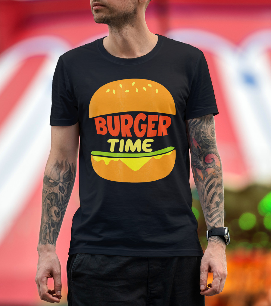 Burger Time Cheeseburger Icon Text T-Shirt