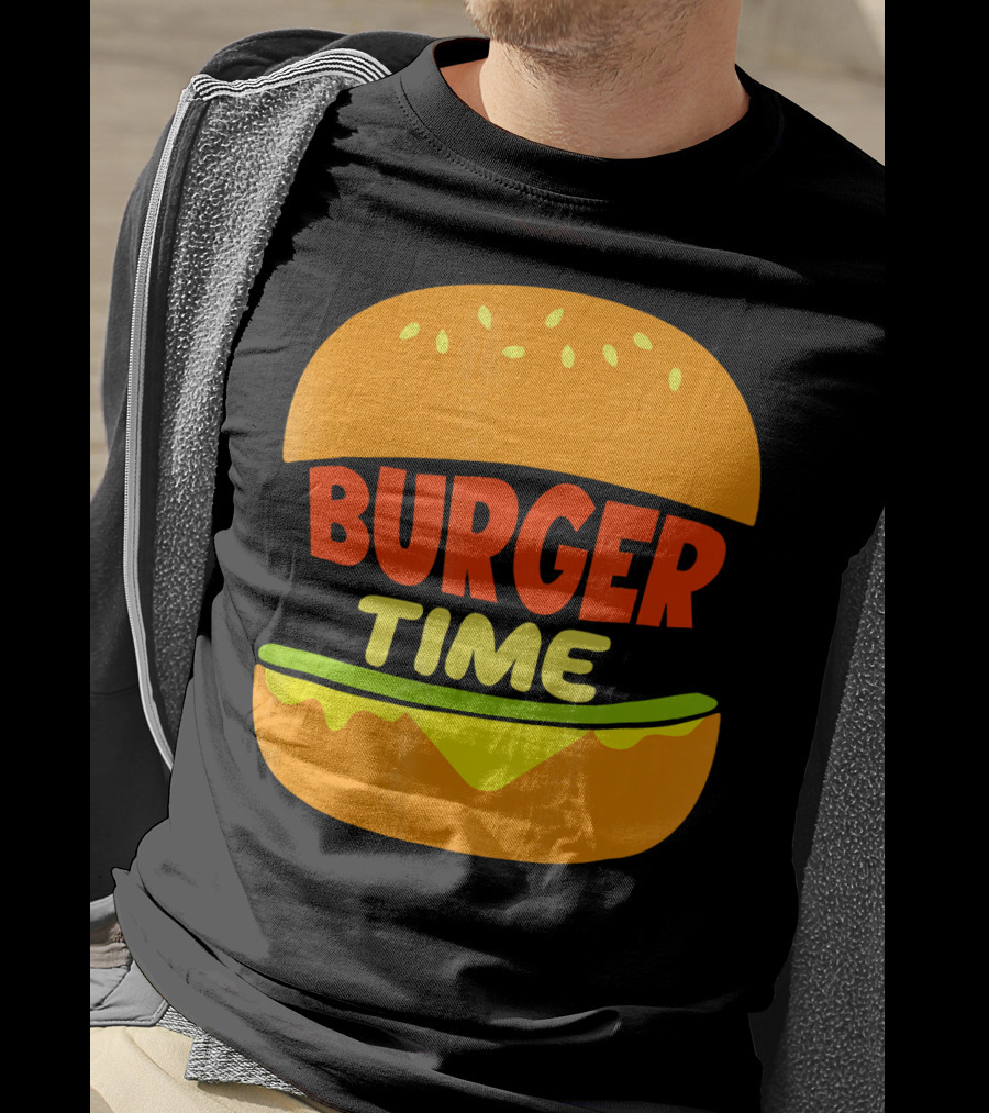 Burger Time Cheeseburger Icon Text T-Shirt