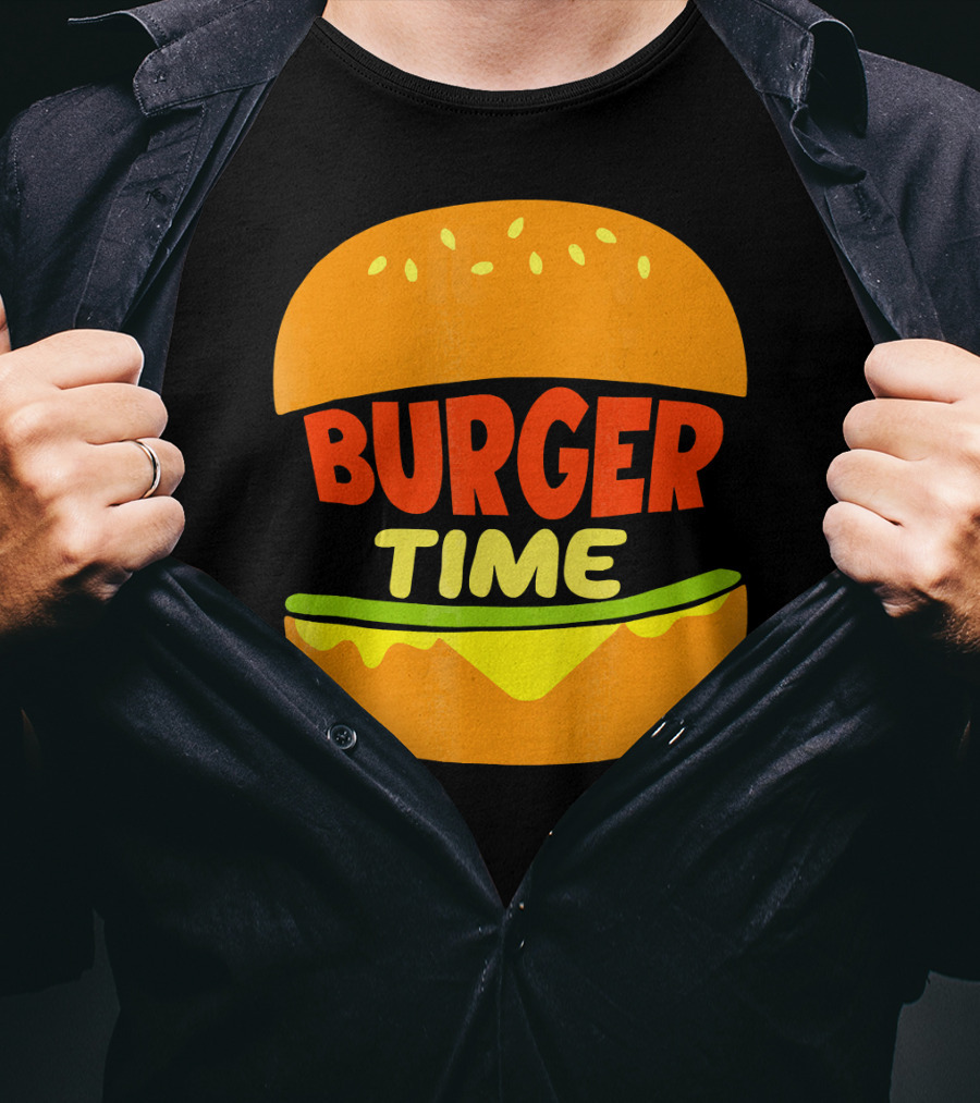 Burger Time Cheeseburger Icon Text T-Shirt