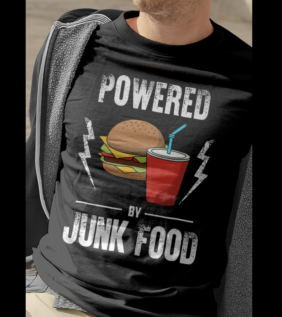 Powered By Junk Food Burger And Soda Fun T-Shirt