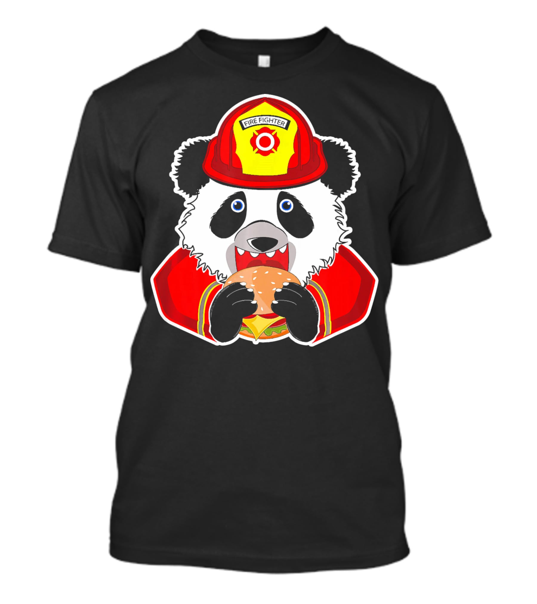 Firefighter Panda Enjoys Burger Delight T-Shirt