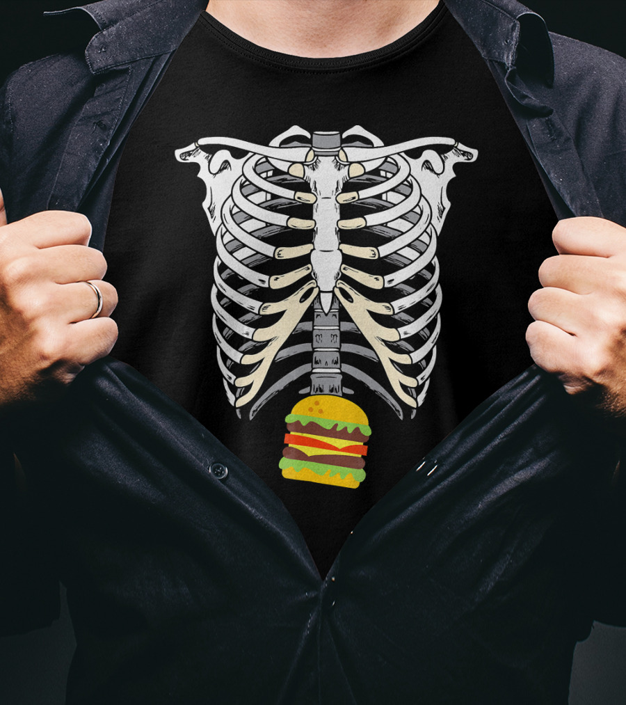 Skeleton X Ray Hamburger Ribcage T-Shirt