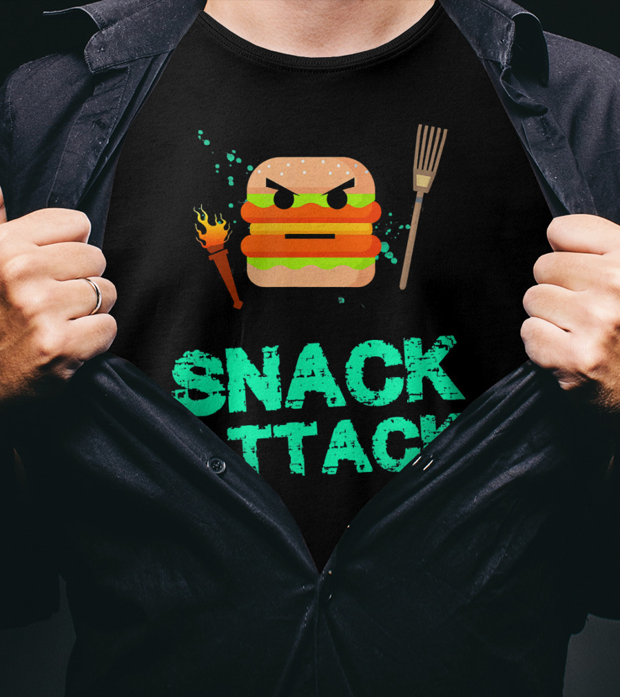 Snack Attack Burger Funny Food Snacks T-Shirt