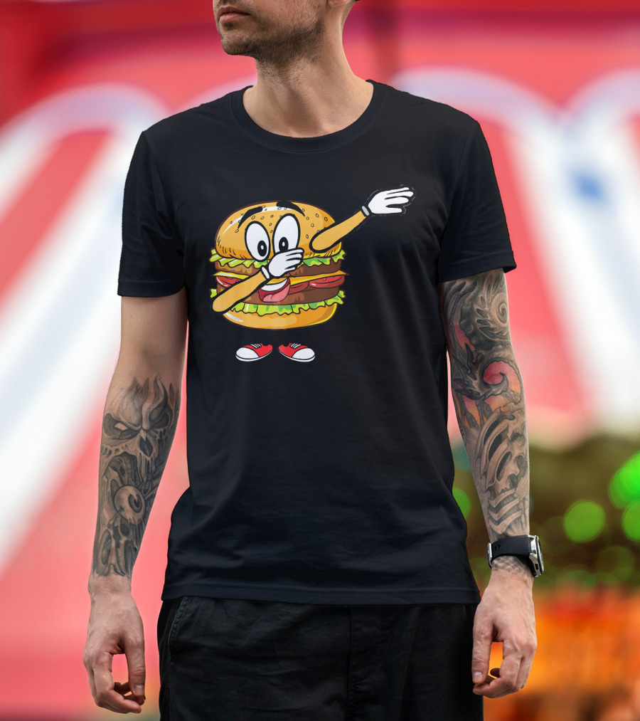 Dabbing Cheeseburger Funny Hamburger Comic Pose T-Shirt