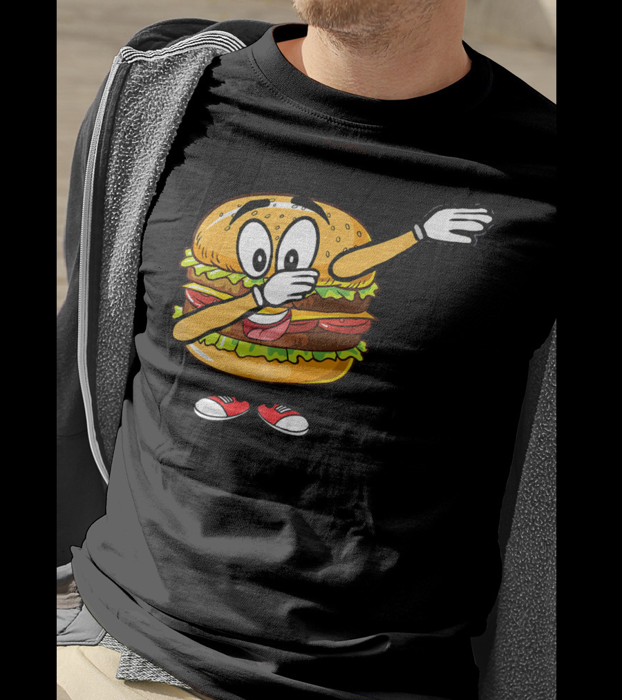 Dabbing Cheeseburger Funny Hamburger Comic Pose T-Shirt