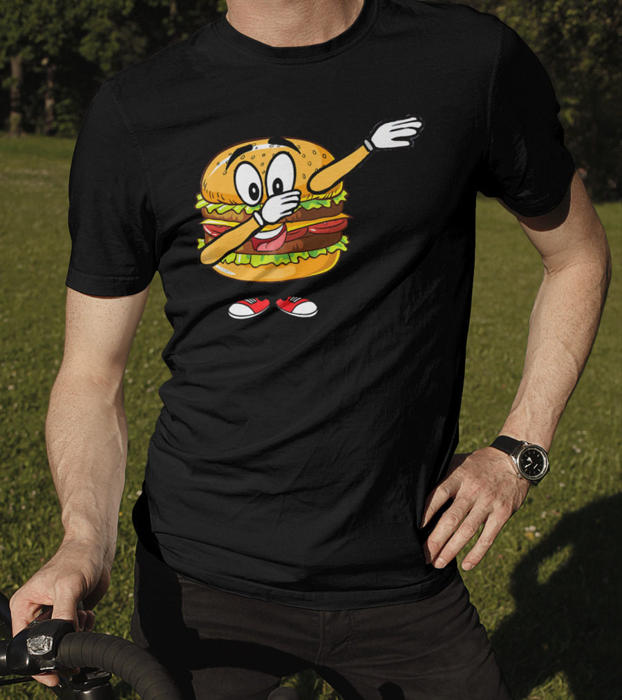 Dabbing Cheeseburger Funny Hamburger Comic Pose T-Shirt