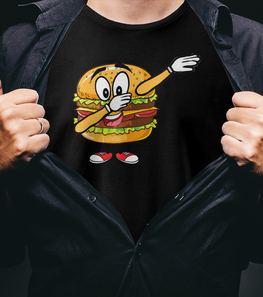 Dabbing Cheeseburger Funny Hamburger Comic Pose T-Shirt