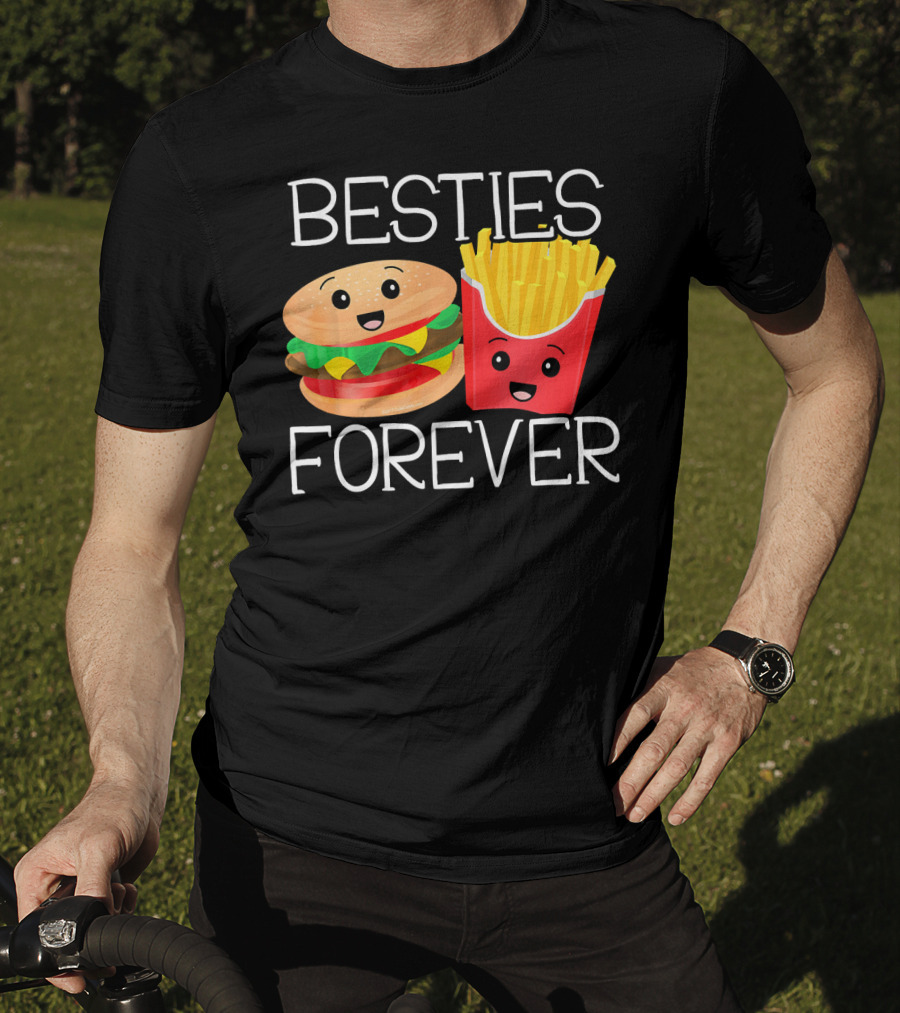 Besties Forever Smiling Hamburger And French Fries Duo T-Shirt
