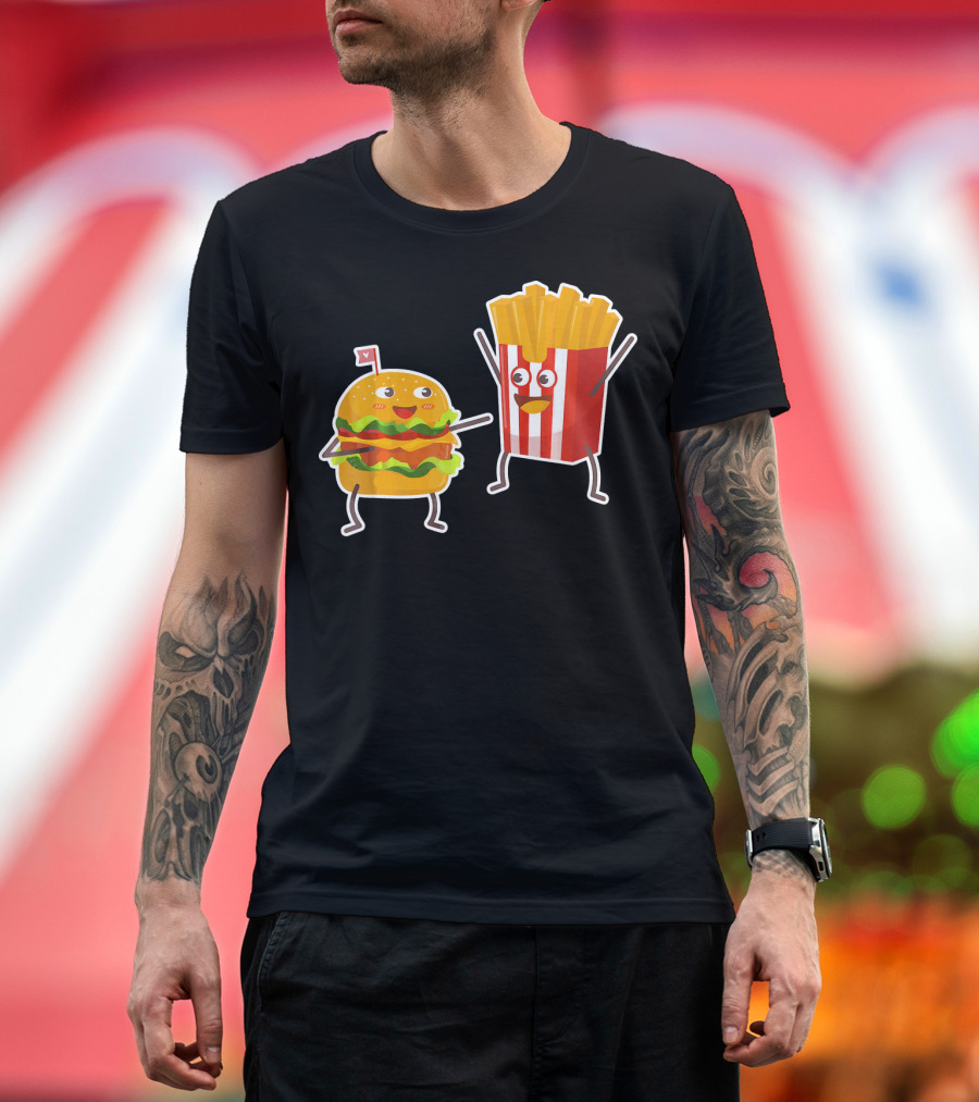 Hamburger And French Fries Happy Dance Duo T-Shirt
