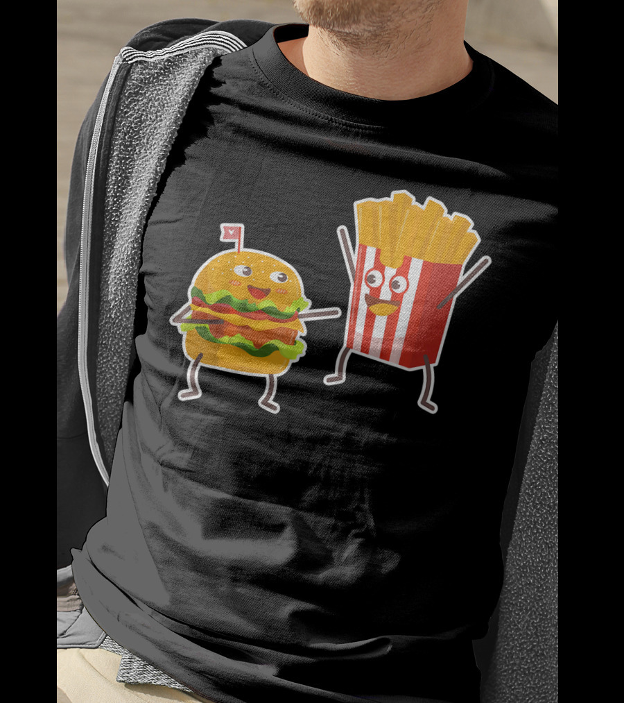 Hamburger And French Fries Happy Dance Duo T-Shirt