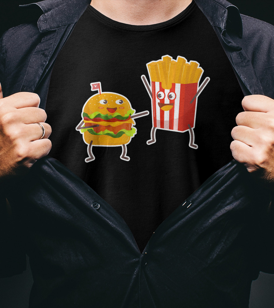 Hamburger And French Fries Happy Dance Duo T-Shirt