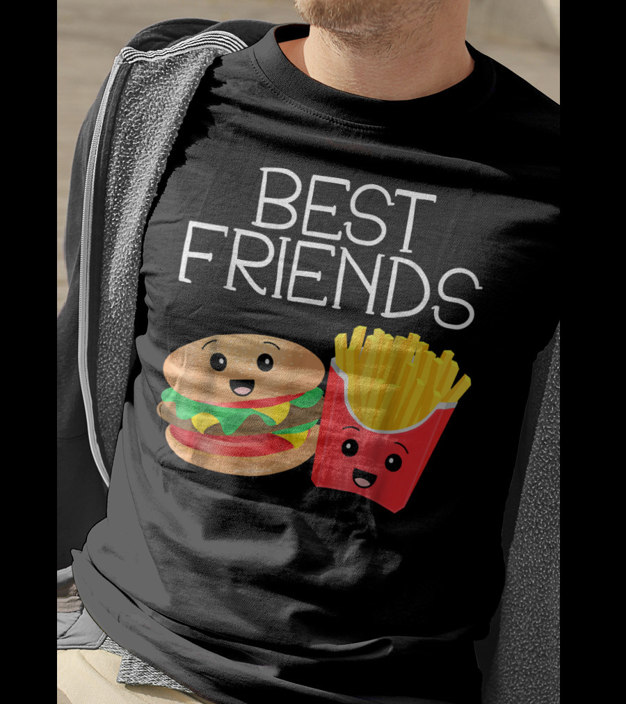 Best Friends Burger And French Fries Happy Faces T-Shirt