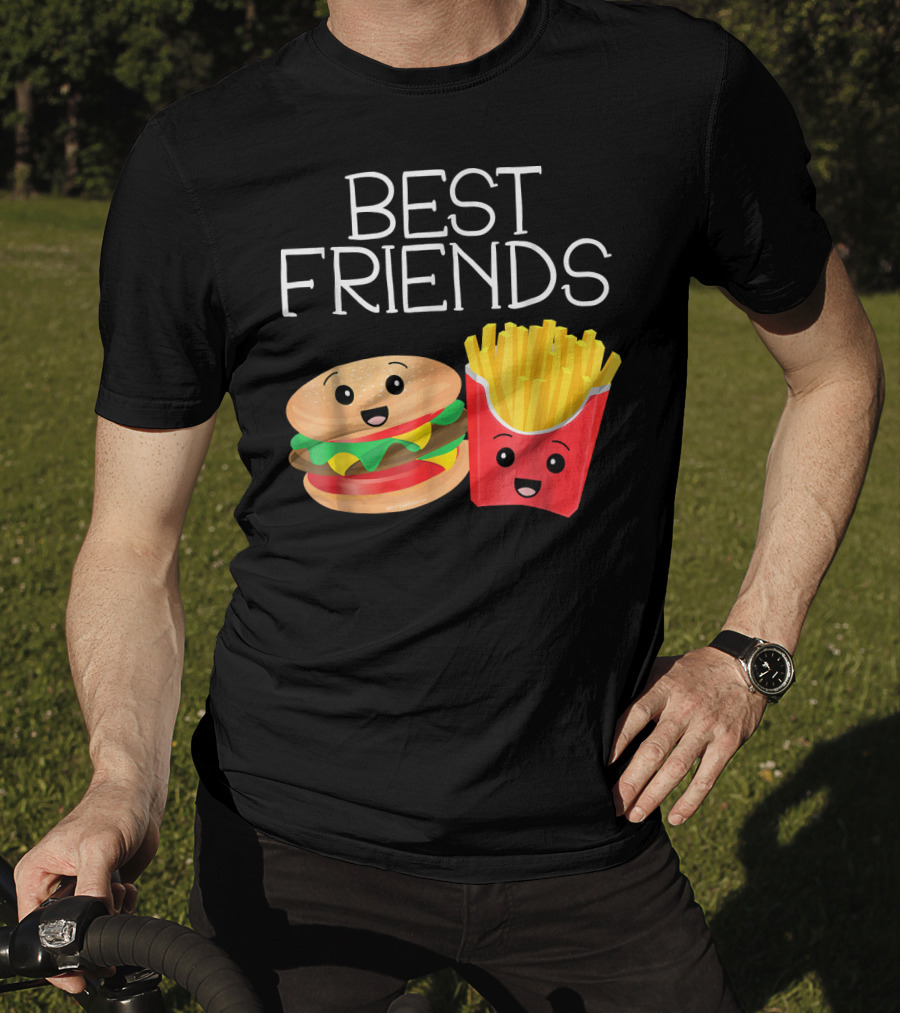 Best Friends Burger And French Fries Happy Faces T-Shirt