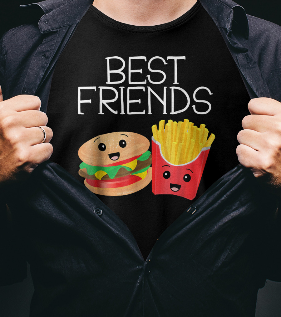 Best Friends Burger And French Fries Happy Faces T-Shirt