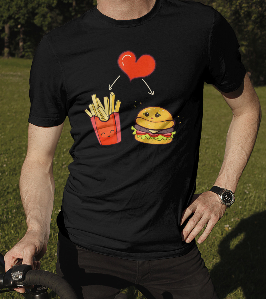 Burger Fries Kids Kawaii Heart Cute Food Lovers T-Shirt