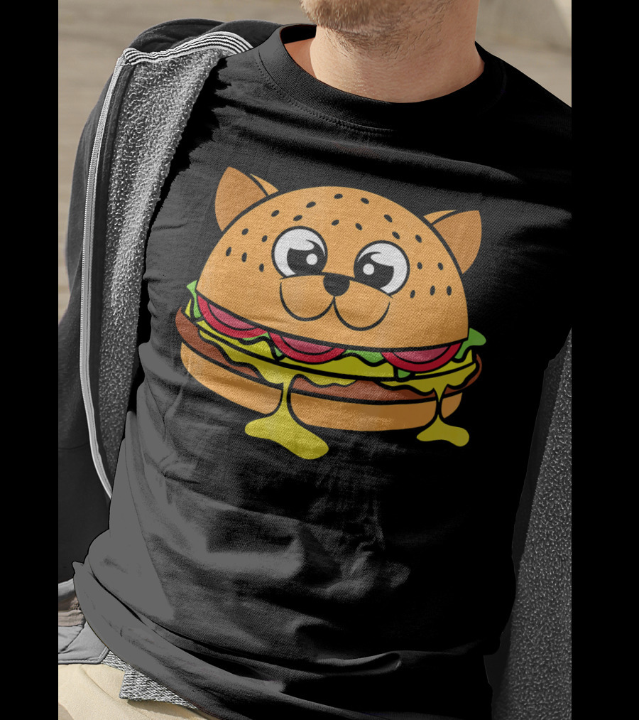 Funny Cheeseburger Cat Kitten Fastfood Burger T-Shirt