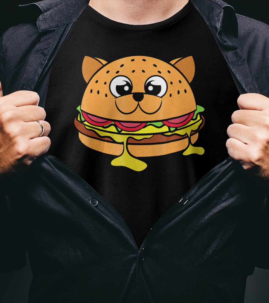 Funny Cheeseburger Cat Kitten Fastfood Burger T-Shirt