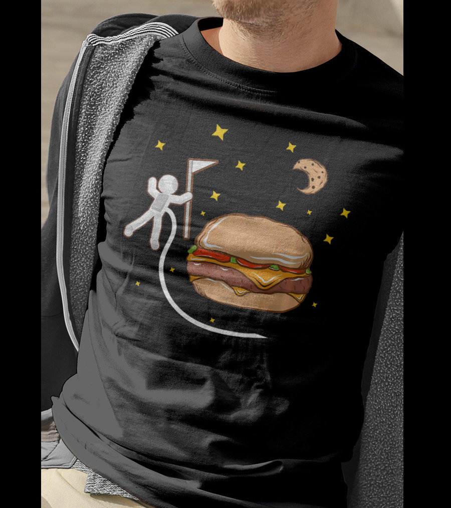 Astronaut Spacewalk Cheeseburger Adventure Moon Cookie T-Shirt