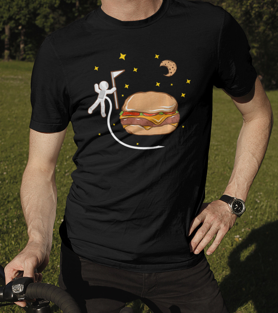 Astronaut Spacewalk Cheeseburger Adventure Moon Cookie T-Shirt