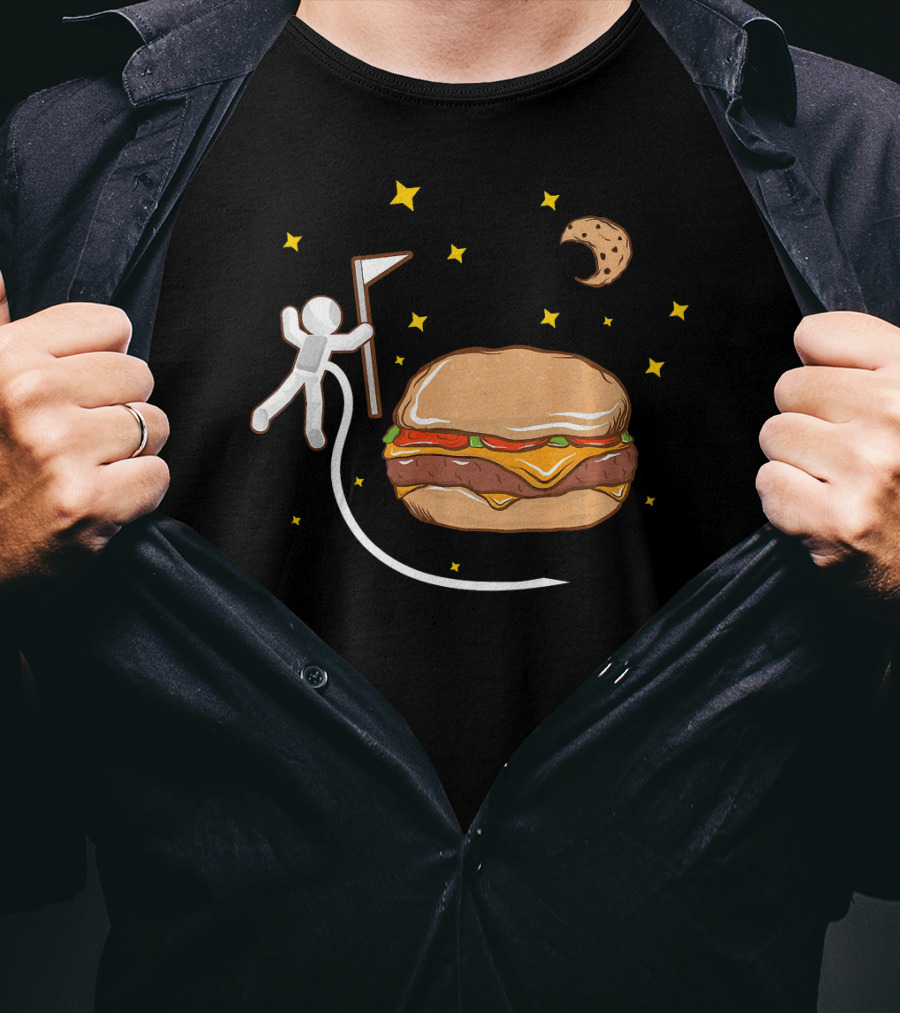 Astronaut Spacewalk Cheeseburger Adventure Moon Cookie T-Shirt
