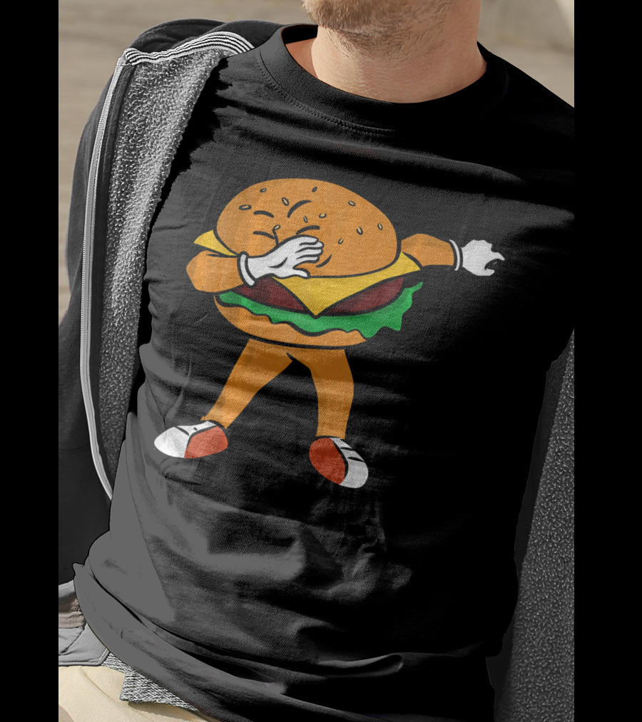 Dabbing Cheeseburger Character Dance T-Shirt