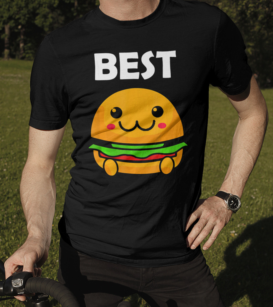 Burger Matching Fries Best Friend Novelty Best Cute Kawaii Face T-Shirt