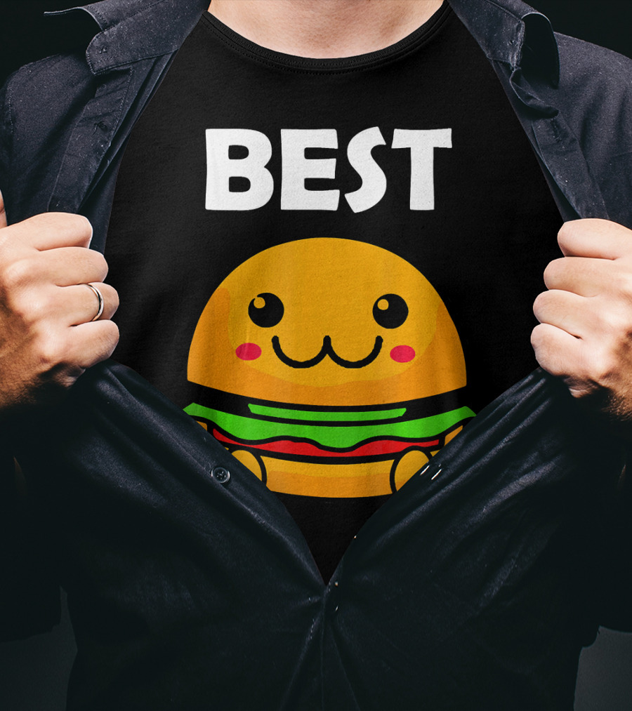 Burger Matching Fries Best Friend Novelty Best Cute Kawaii Face T-Shirt