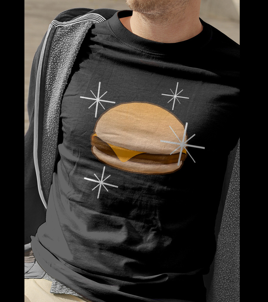 Random Cheese Burger With Stars T-Shirt