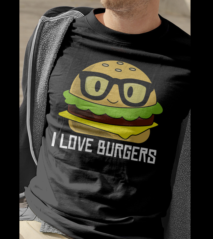 I Love Burgers Cheeseburger Glasses Cute Hamb T-Shirt