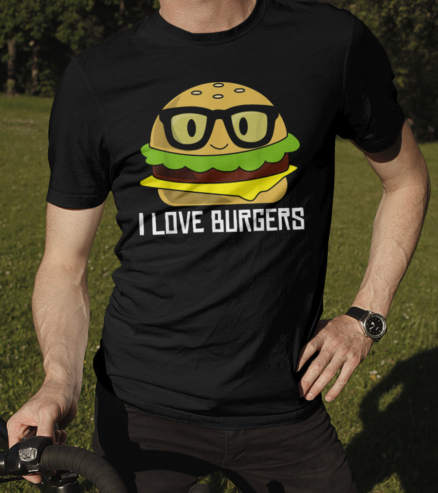 I Love Burgers Cheeseburger Glasses Cute Hamb T-Shirt