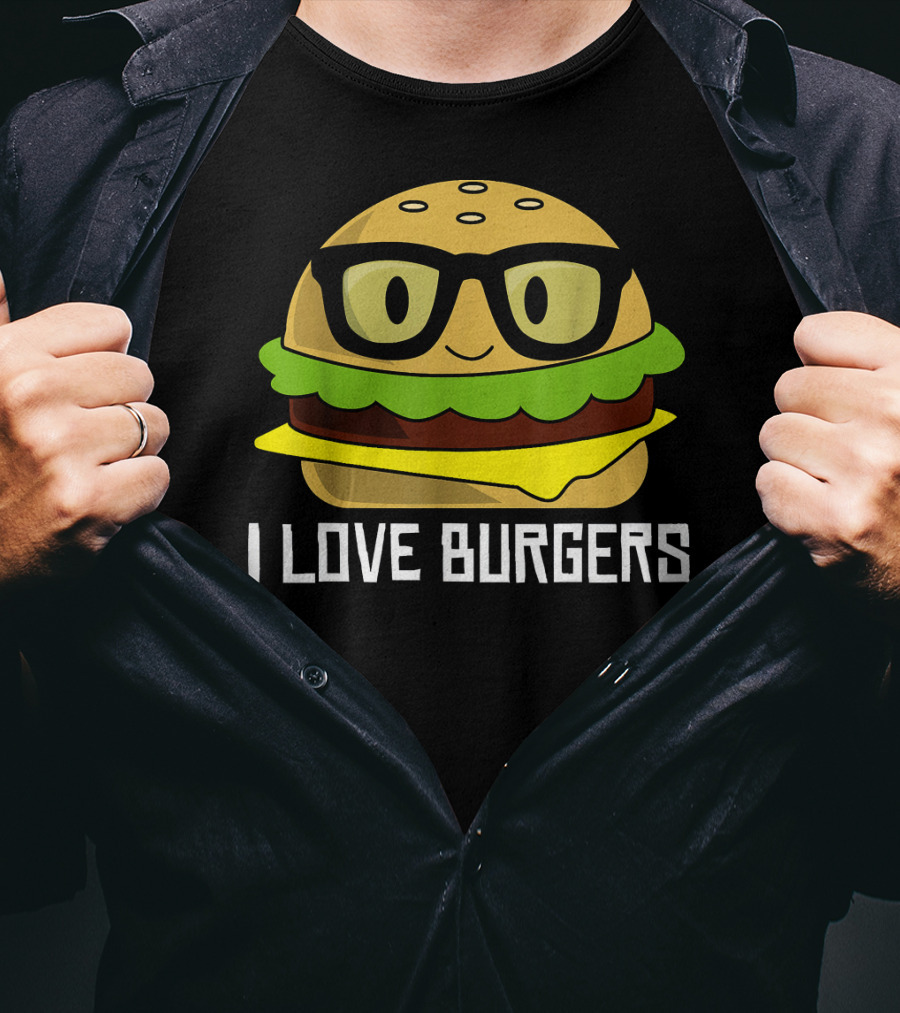 I Love Burgers Cheeseburger Glasses Cute Hamb T-Shirt