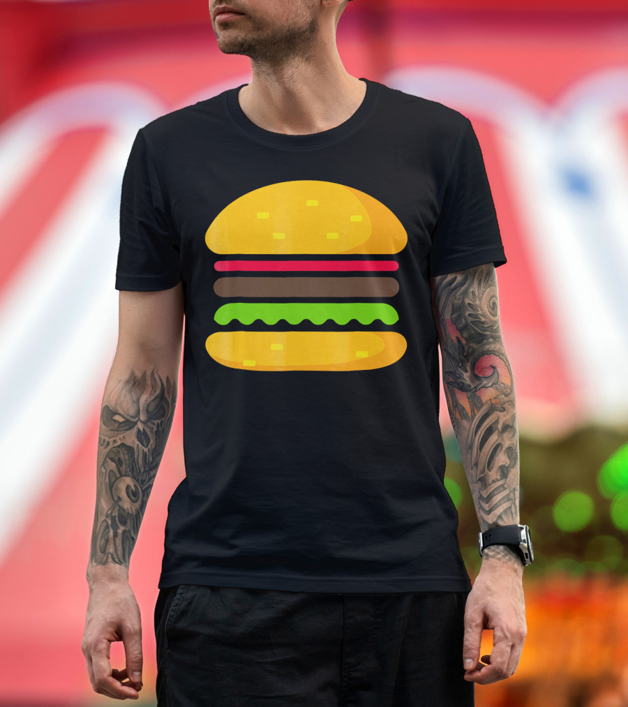 Minimalist Hamburger Layers Striped T-Shirt