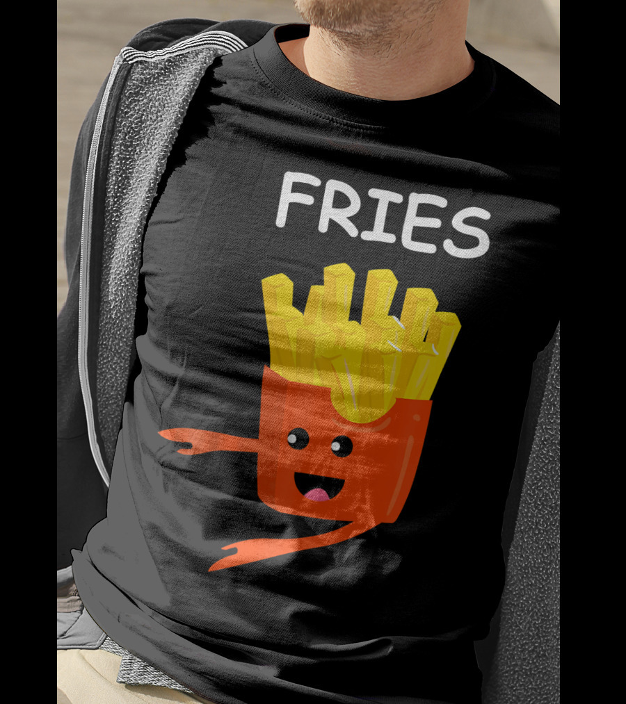 Funny Burger FRIES Matching Couples Vale Playful Cartoon T-Shirt