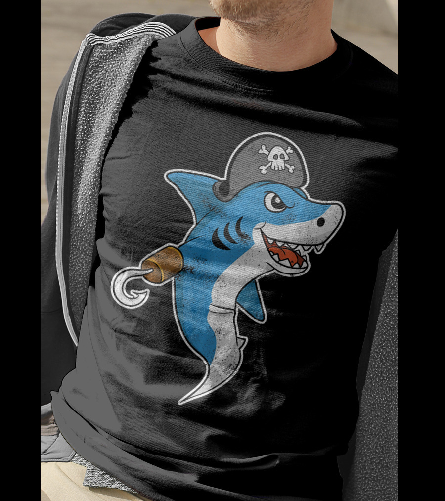 Pirate Shark With Hook And Pirate Hat T-Shirt