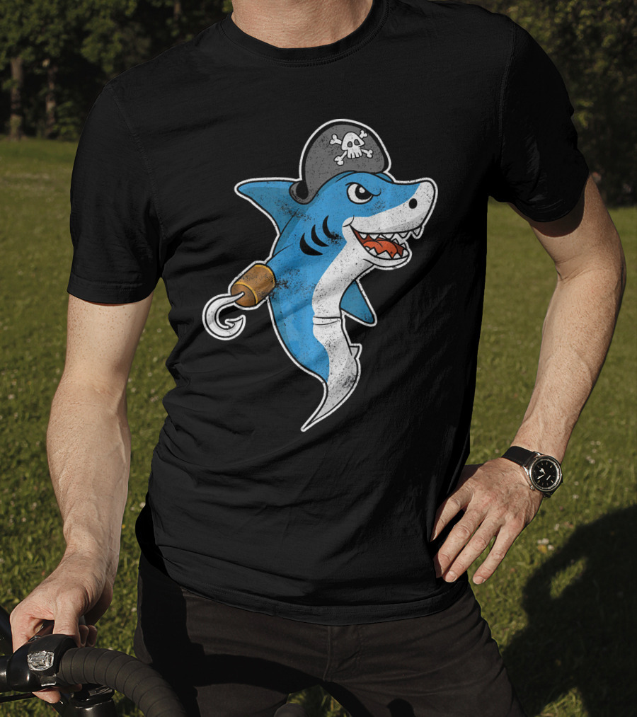Pirate Shark With Hook And Pirate Hat T-Shirt