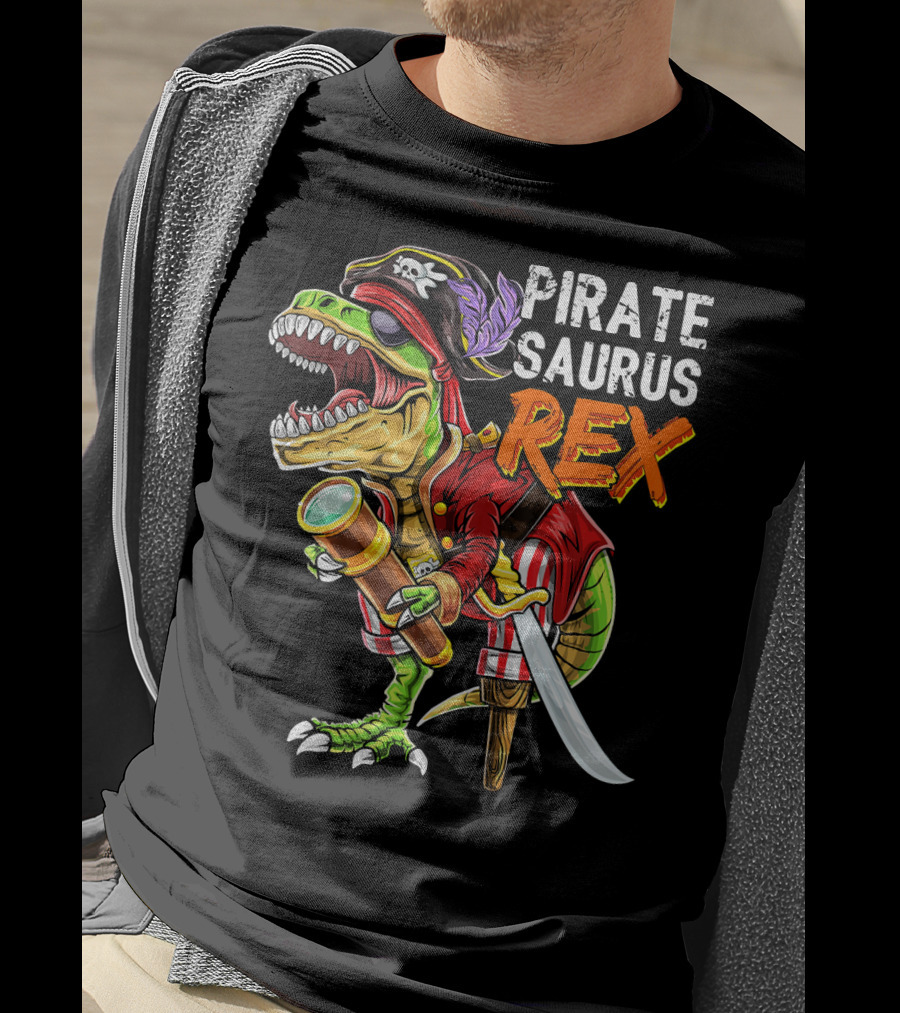 Pirate Saurus Rex Dinosaur Pirate Hat T-Shirt