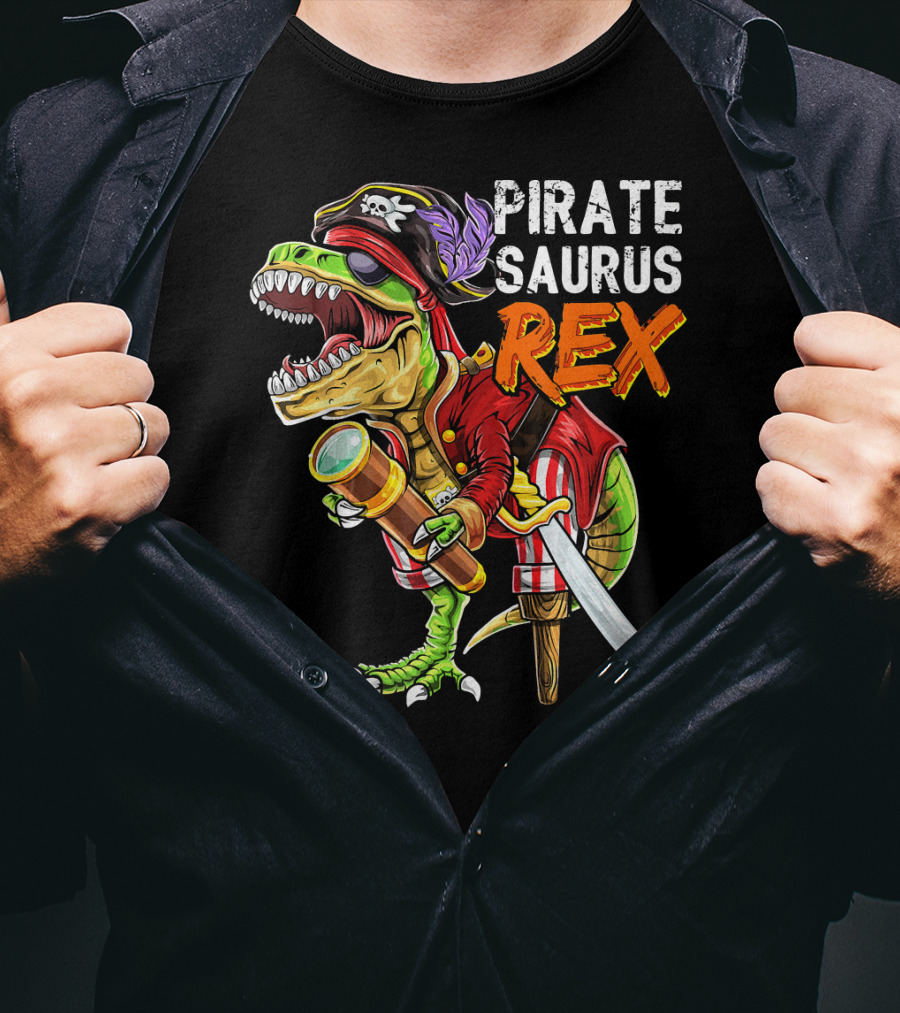 Pirate Saurus Rex Dinosaur Pirate Hat T-Shirt