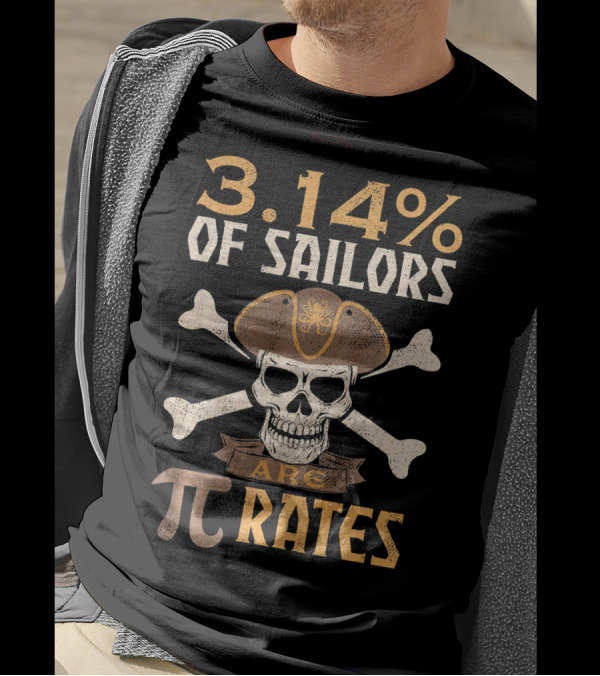 3.14% Of Sailors Are Pi Rates Math Geek Pirate Skull Crossbones T-Shirt