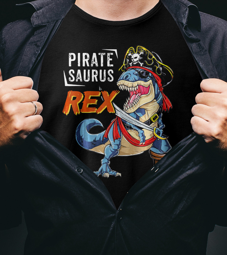 Pirate Saurus Rex Dinosaur Pirate Halloween Costume Hat T-Shirt