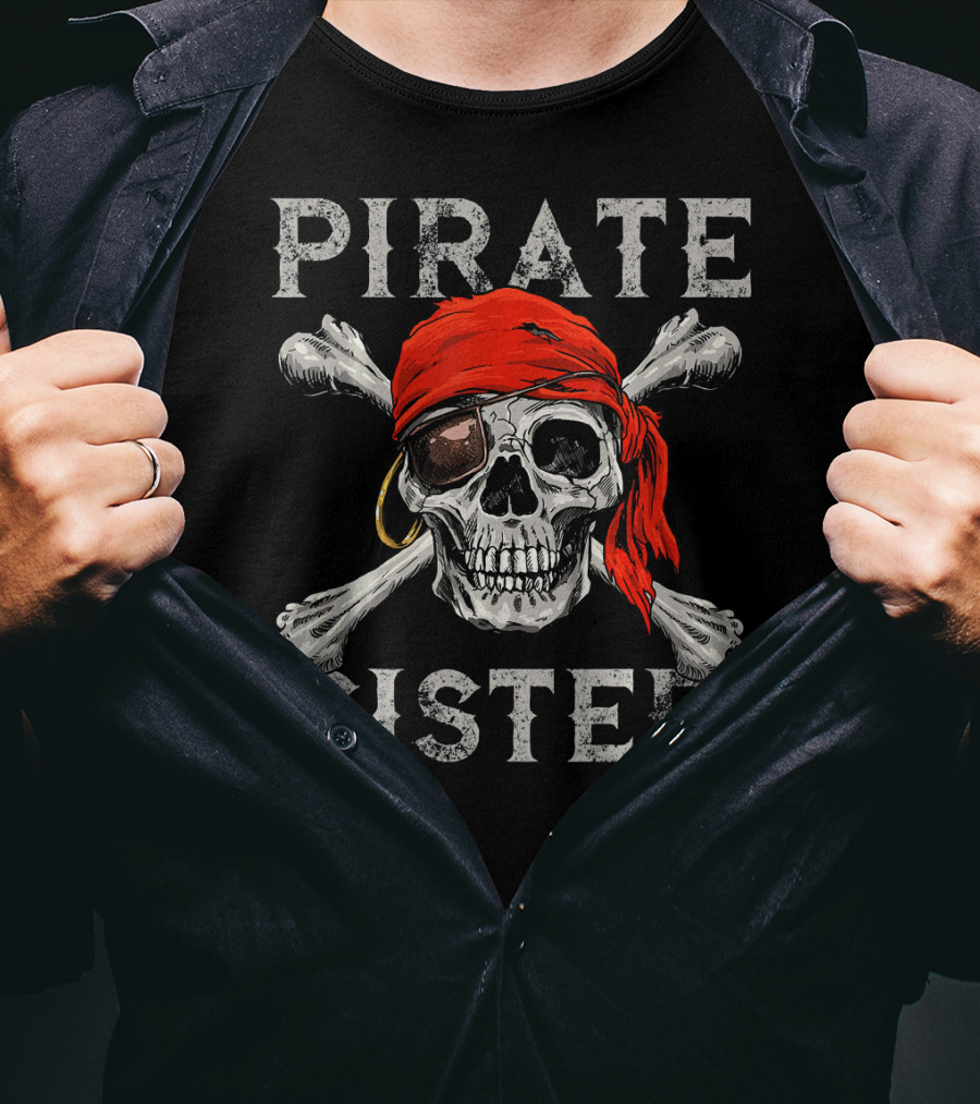 Pirate Sister Skull Jolly Roger Bandana T-Shirt