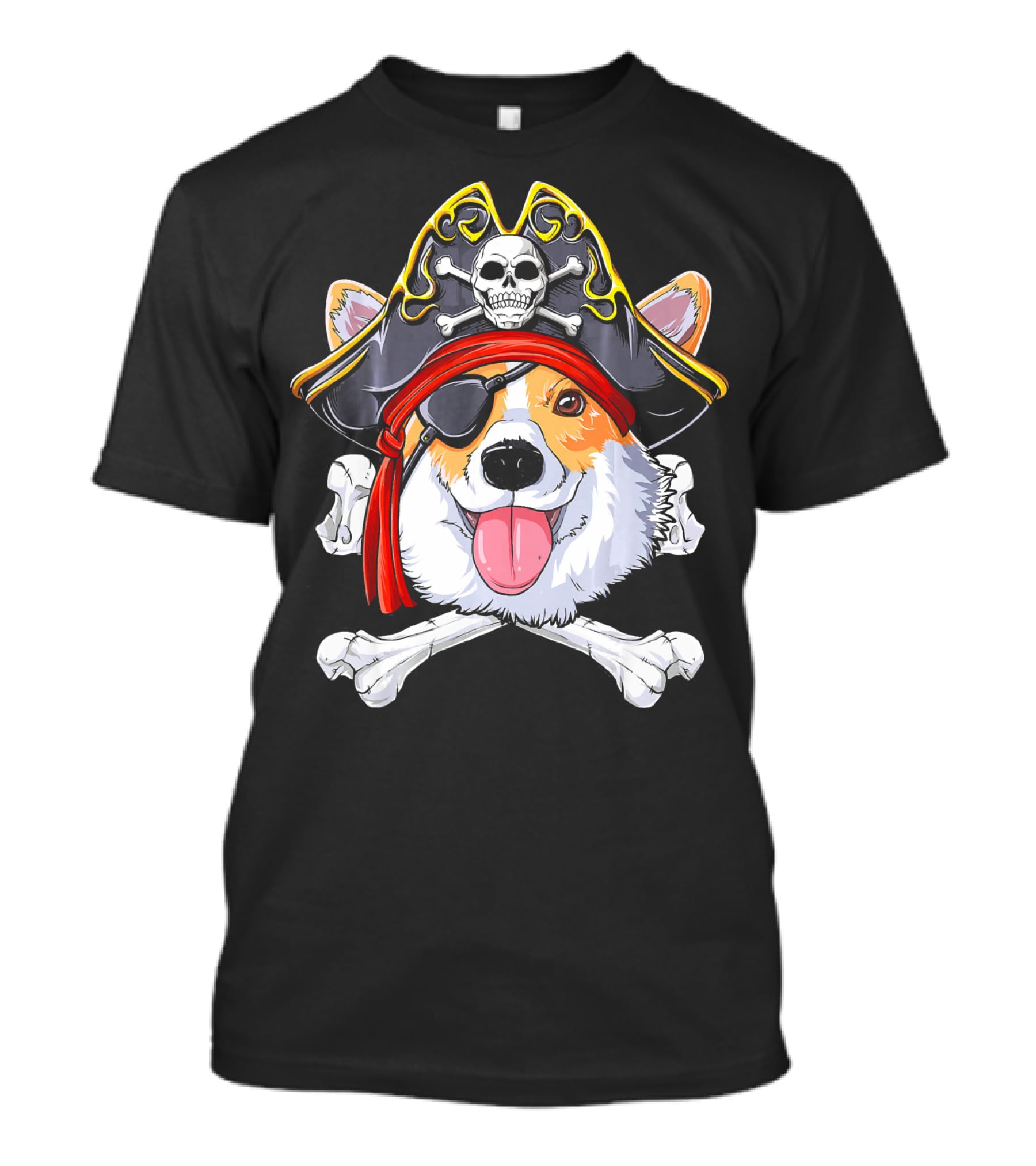 Corgi Pirate Skull And Crossbones Jolly Roger Flag T-Shirt