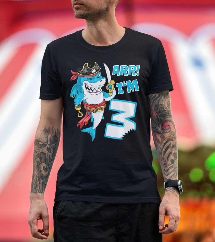ARR I'm 3 Pirate Shark 3rd Birthday T-Shirt
