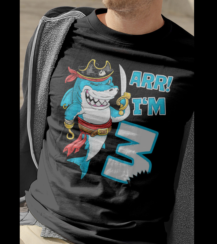 ARR I'm 3 Pirate Shark 3rd Birthday T-Shirt