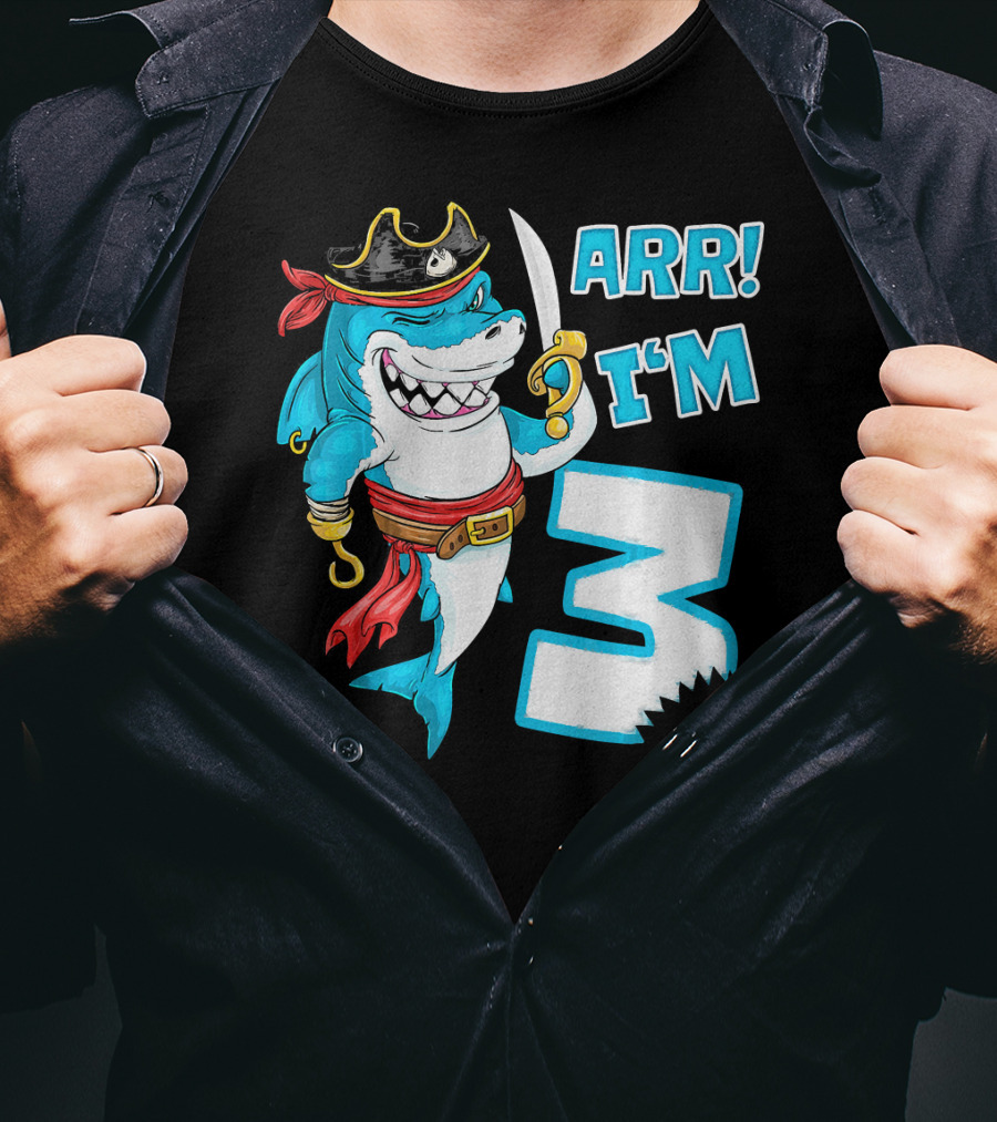ARR I'm 3 Pirate Shark 3rd Birthday T-Shirt