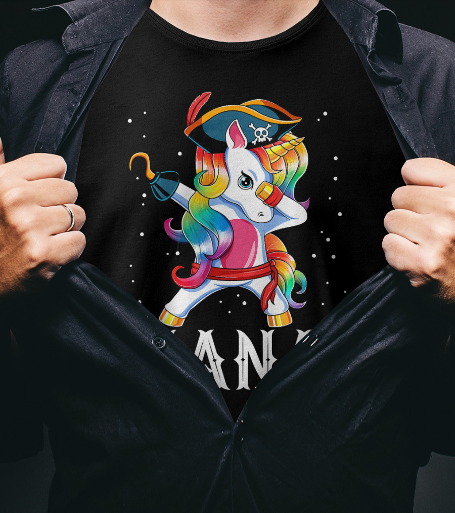 Funny Pirate Dabbing Unicorn Nana T-Shirt