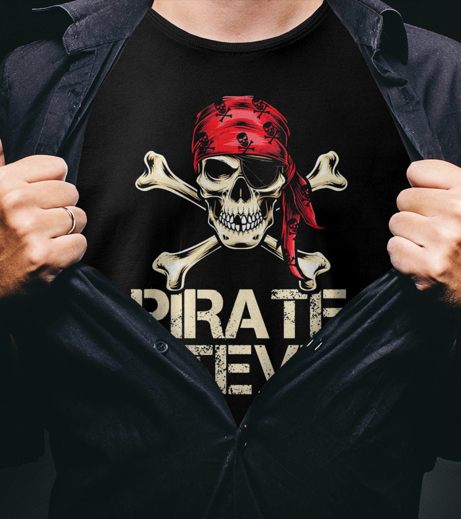 PIRATE STEVE Skull Crossbones Bandana Eyepatch Birthday Humor T-Shirt