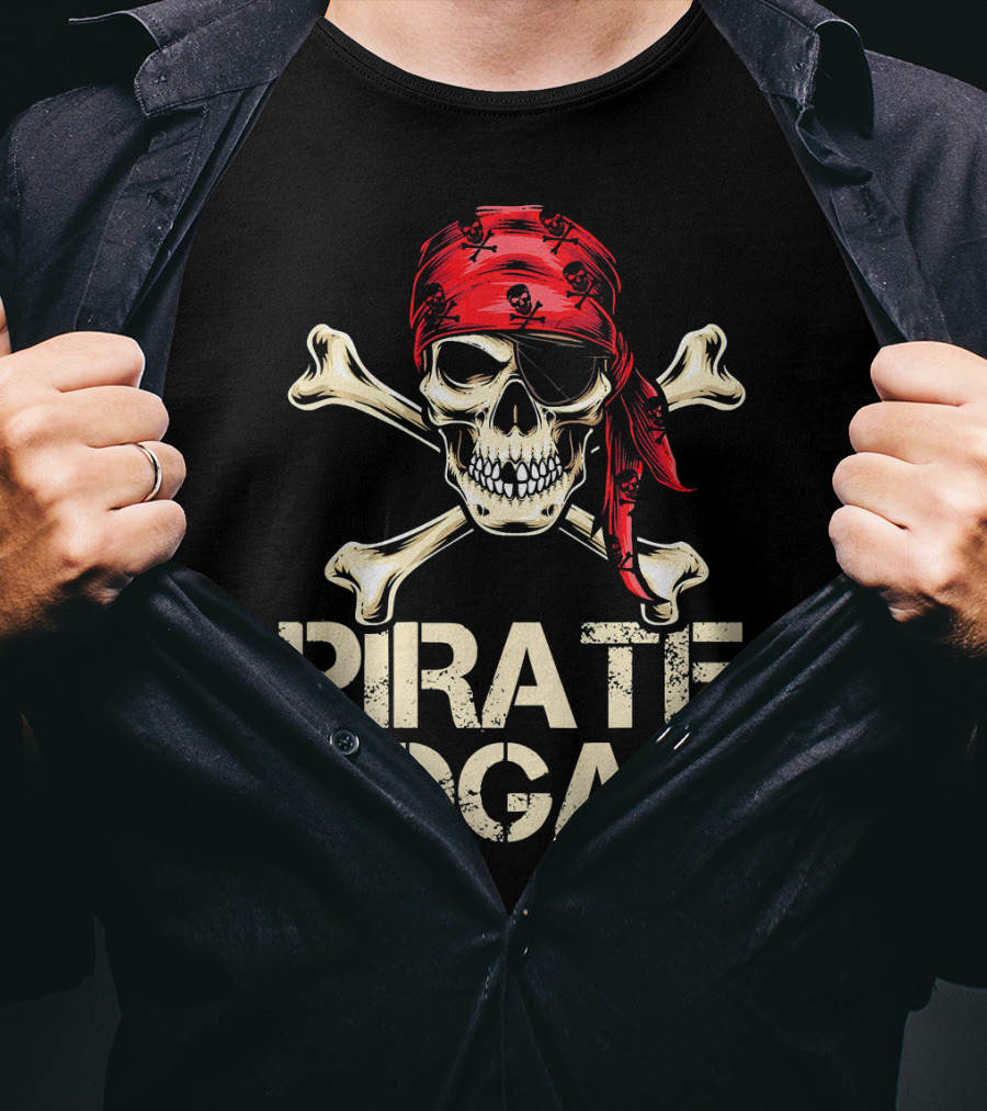 PIRATE LOGAN Skull And Crossbones Red Bandana Birthday T-Shirt