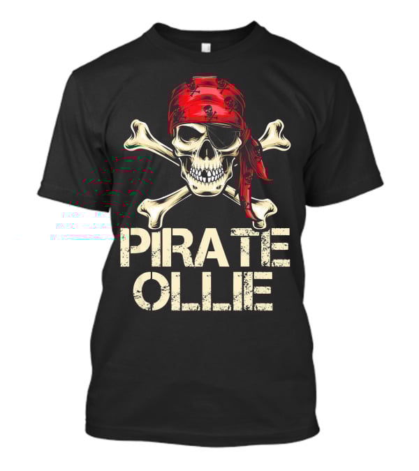 PIRATE OLLIE Skull Crossbones Red Bandana T-Shirt