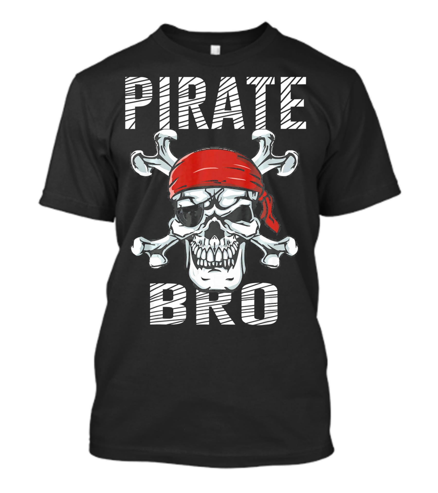 Pirate Bro Skull With Crossbones And Red Bandana T-Shirt